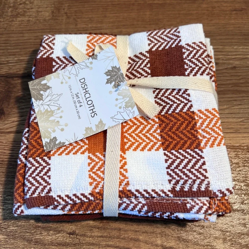 Autumn Blessings Pot Holder and Towel‎ Set and Set of Four Dishcloths